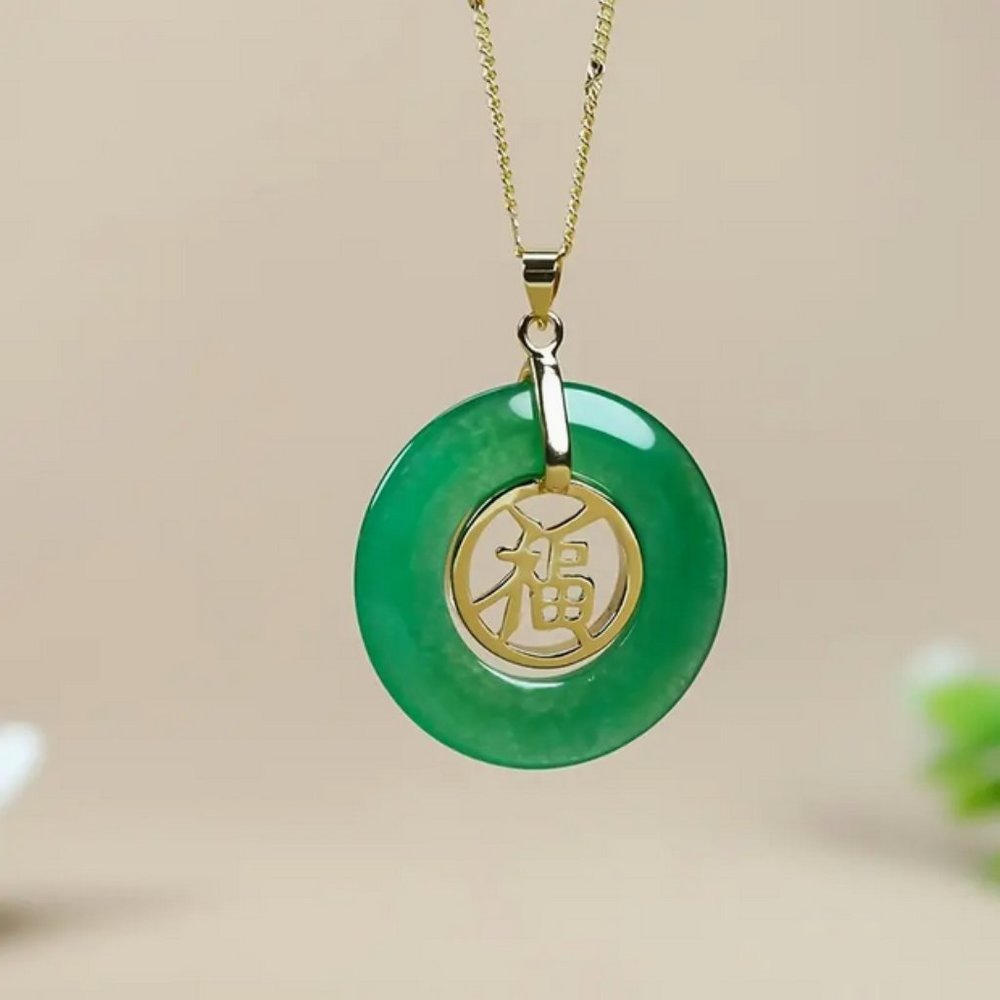 New Green Jade Pendant Necklace, Holiday Birthday Gift.